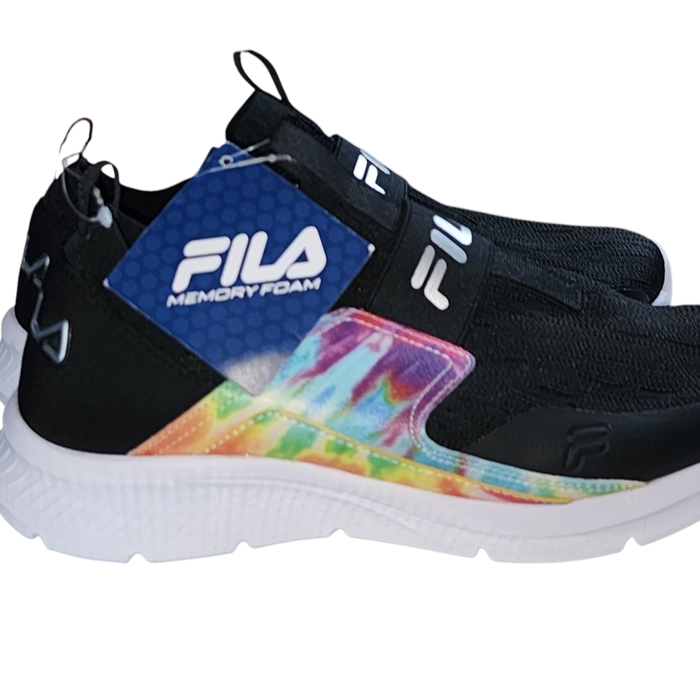 Fila Kids' Black and Multicolor Memory Foam Shoes